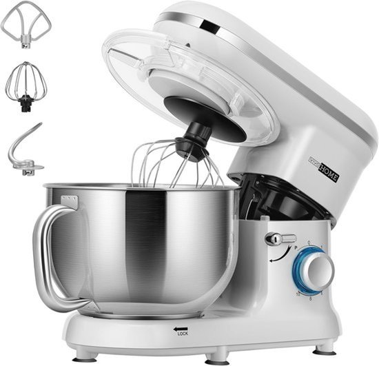 Keukenmachine 5,7 liter - 10 snelheden en pulsfunctie - kneedmachine met spatbescherming