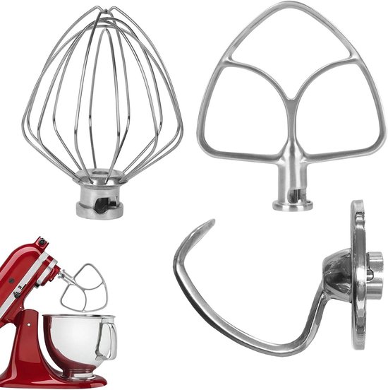 Keukenmachine Accessoires - Bakset Mixers - Bakken en Mixen - 3-delige Set - 4.5-5 Liter - Roestvrij staal