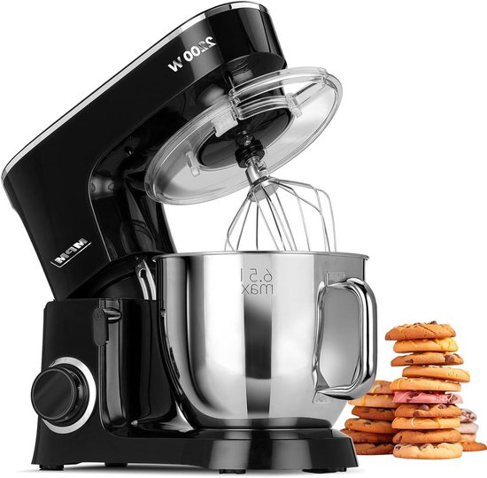 Keukenmachine - Bakmixer Robot - Zelf Bakken - Krachtige 2200W Motor - 6.5 Liter Kom - Zwart