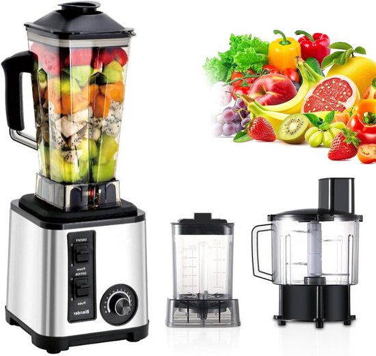 Keukenmachine - Commerciële Blender - Grote Porties Maken - 15 Snelheidsstanden - 3 Liter Capaciteit - Zilver