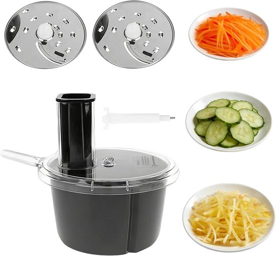 Keukenmachine Container Cutter Kit, vervangende groentehakselaar accessoires met 2 mesjes dunschiller snijhulpstukken compatibel voor Thermomix TM5 TM6