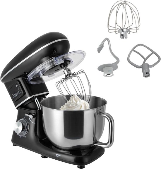 Keukenmachine - Deegmachine Mixer - Bakken En Koken - Lcd Display Timer - 6.2 Liter Kom - Zwart