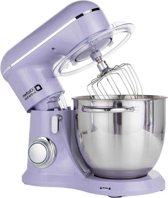 Keukenmachine - Deegmachine Roermachine - Thuisbakken - Grote Roestvrijstalen Kom - 6 Liter - Paars