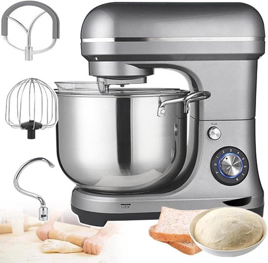 Keukenmachine - Deegmixer - Bakken Thuis - Krachtige 2000W Motor - 10 Liter Kom - Zilver