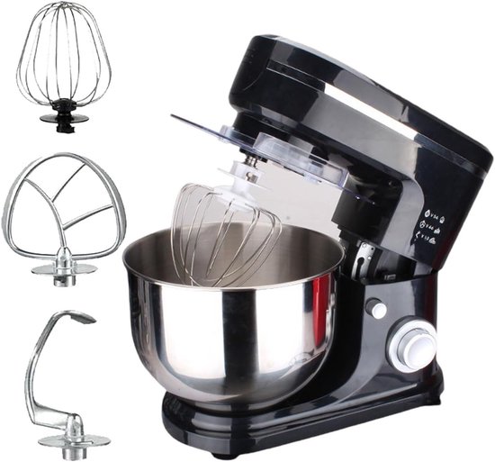 Keukenmachine - Deegmixer Mixer - Bakken Koken - Kantelbare Kop - 6 Liter Kom - Zwart