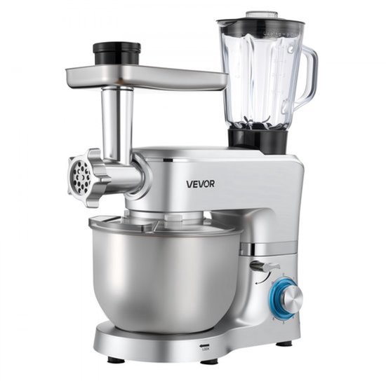 Keukenmachine Elektrisch - 1500 W Vermogen - 6 Liter Roestvrijstalen Kom - ABS Materiaal - Multifunctioneel Mixapparaat