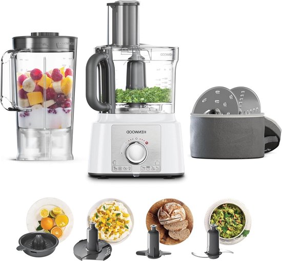 Keukenmachine - Foodprocessor Keukenrobot - Maaltijden Bereiden - 1000 Watt Vermogen - 3 Liter Kom - Wit