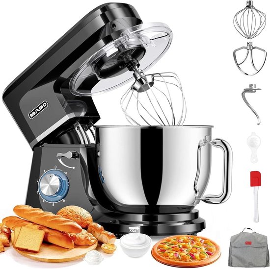 Keukenmachine - Foodprocessor Mixer - Bakken en Koken - 6+P Snelheden - 7.2L Kom - Zwart