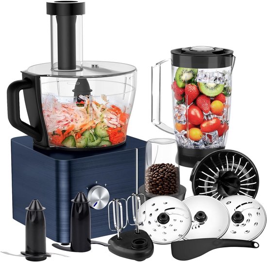 Keukenmachine - Foodprocessor Mixer - Koken en Bakken - 11-in-1 Functionaliteit - 3.2 Liter Kom - Donkerblauw