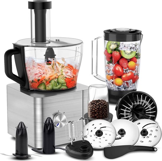 Keukenmachine - Foodprocessor Mixer - Koken en Bakken - 11-in-1 Functionaliteit - 32 Liter Kom - Zilver