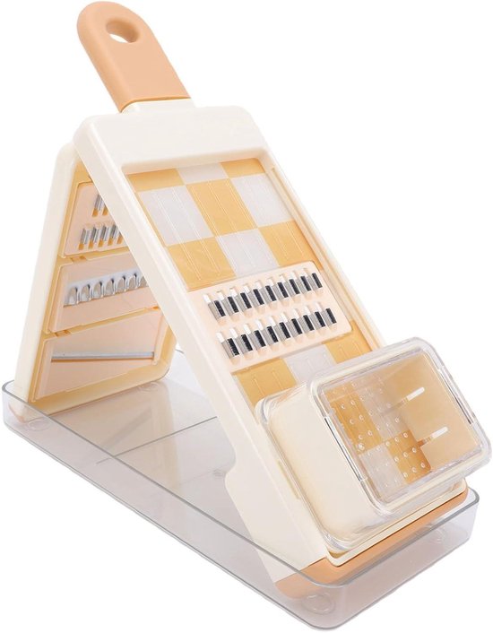 Keukenmachine Groentehakker - Multisnijder Keukengadget - Maaltijd Voorbereiding - 4-in-1 Functionaliteit - 31 x 13 x 6.8 cm - Grijs