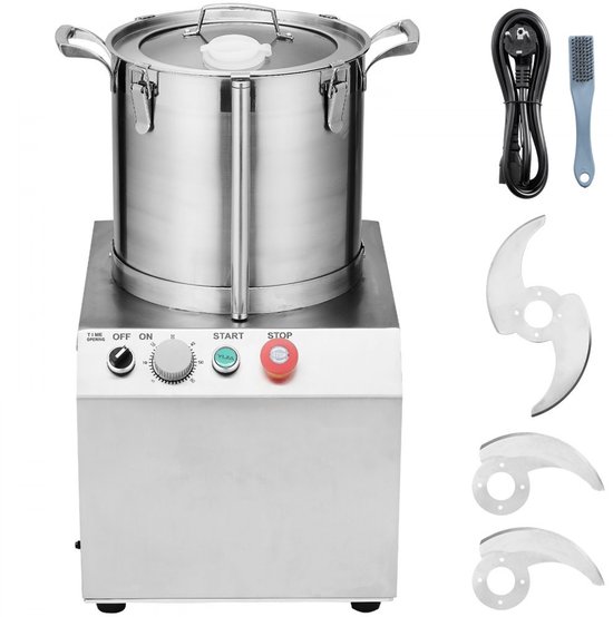 Keukenmachine Groentehakker - Voedselverwerker 15 L - RVS Voedselveilig - Met 2 Extra S-vormige Messen - Multifunctioneel - Voor Groenten, Fruit en Granen - Zilver van Merkloos