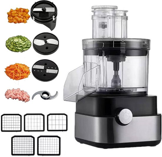 Keukenmachine - Groentesnijder Kaasrasp - Maaltijden Bereiden - 5 Liter Capaciteit - 600W Vermogen - Zilver