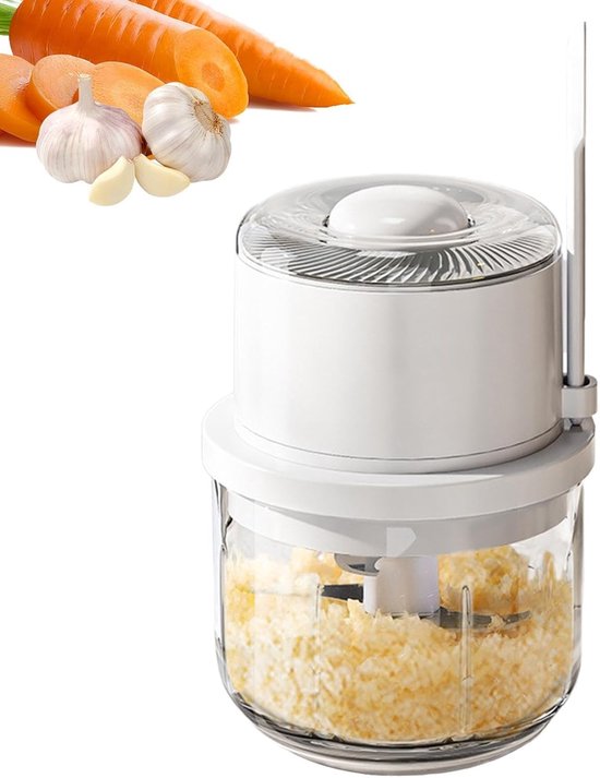 Keukenmachine Hakker - Mini Keukenapparaat - Snel Ingrediënten Snijden - Draadloos Werken - 350 ml - Wit