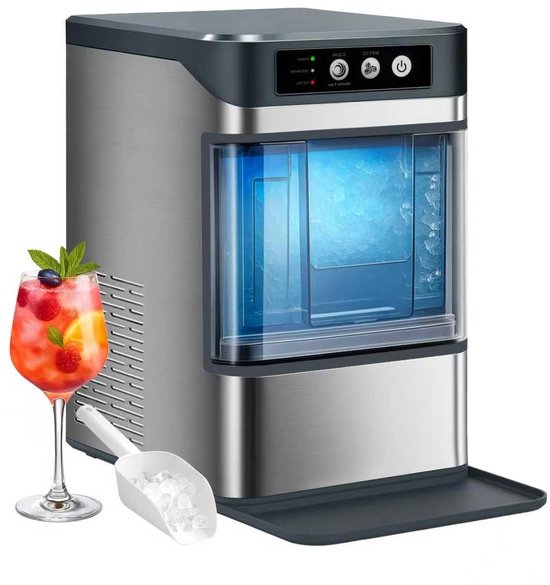 Keukenmachine IJsmaker - Pelletijs Machine - Snelle IJsproductie - Zelfreinigende Functie - 08 kg Opslag - Zilver