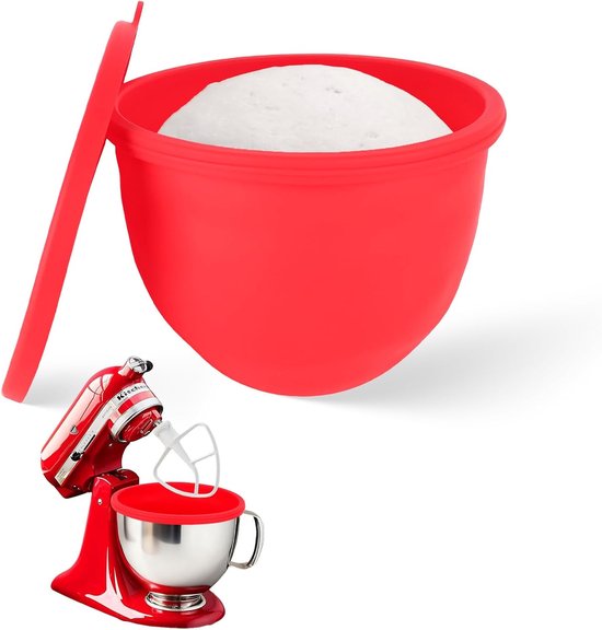 Keukenmachine Inzetstuk - Mixer Kom Accessoire - Bakken en Koken - Verdikte Flexibele Wand - 4.8L Kom - Rood