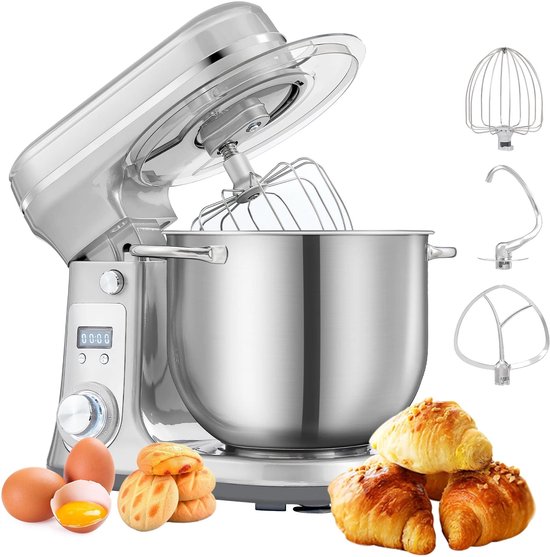 Keukenmachine - Keukenmixer - Foodprocessor - Keukenmachines & Mixers - Kitchenaid Keukenmachine - 6L Roestvrijstalen Kom – 1200W Krachtige Motor – 6 Snelheden – Zilver van Merkloos