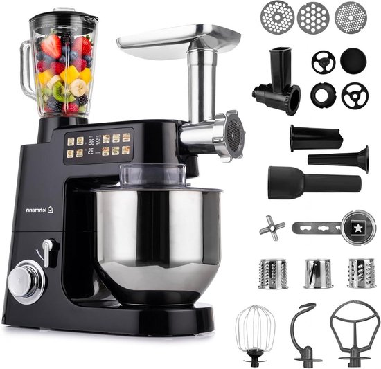 Keukenmachine - Keukenrobot Mixer - Bakken en Koken - Geïntegreerde Weegschaal - 8 Liter Kom - Zwart
