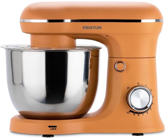 Keukenmachine Kneedmachine - 1500 W Vermogen - 5 Liter Roestvrijstalen Kom - Oranje - Staande Mixer