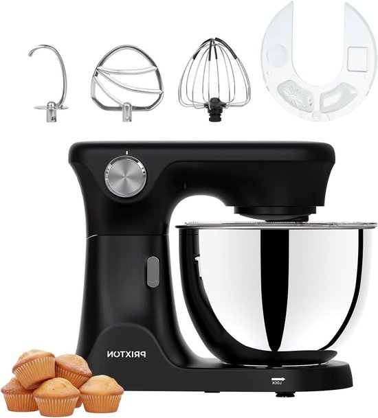 Keukenmachine - Kneedmachine Mixer - Bakken en Koken - Krachtige 2000W Motor - 8 Liter Kom - Zwart van Merkloos