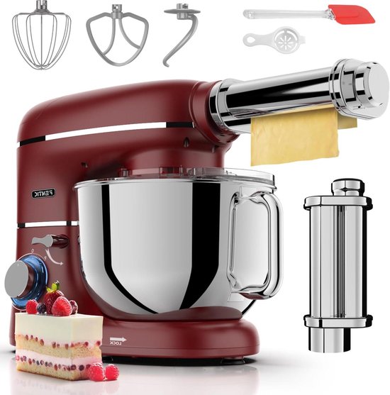 Keukenmachine met Pasta - Keukenrobot Deegmaker - Zelf Pasta Maken - 2000W Krachtige Motor - 62L Mengkom - Rood