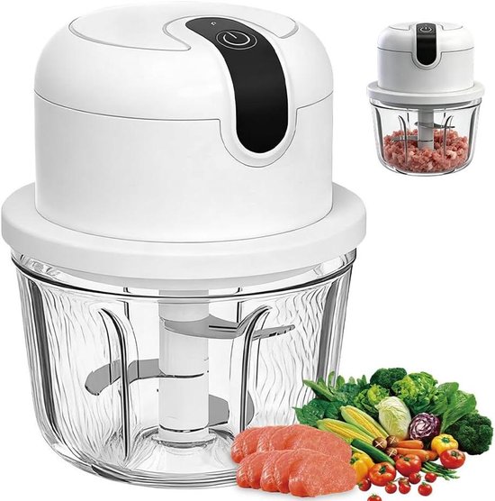 Keukenmachine - Mini hakker - Ingrediënten bereiden - Compact ontwerp - 1.5 liter - Zilver