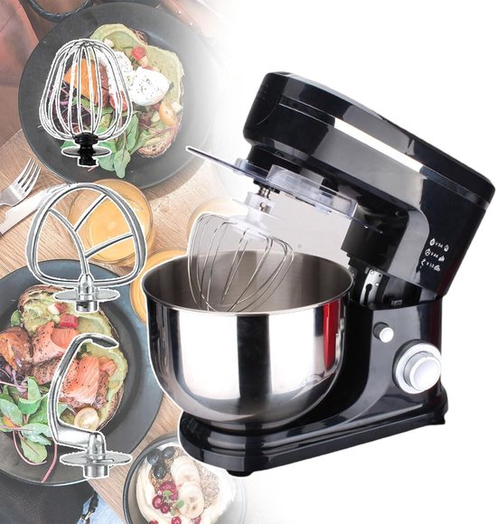 Keukenmachine - Mixer - Bakken - Kantelbare kop - 6 liter kom - Zwart