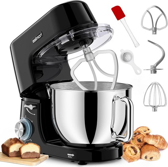 Keukenmachine - Mixer Deeg - Bakken Ingrediënten - Krachtige 1800W Motor - 7.2L Kom - Zwart