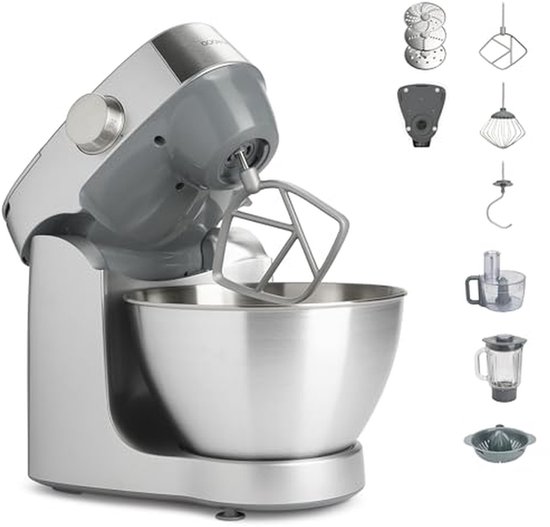 Keukenmachine - Mixer Deegmachine - Bakken en Koken - 1000 Watt Vermogen - 43 L Kom - Zilver