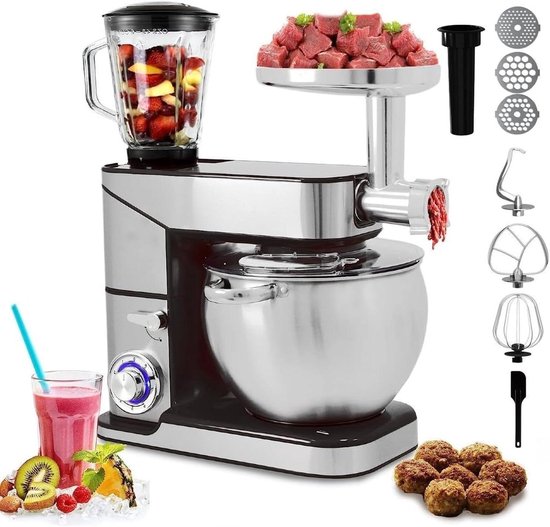Keukenmachine - Mixer Deegmachine - Maken van Deeg - Krachtige Planetaire Beweging - 12 Liter - Zilver