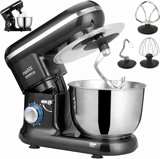 Keukenmachine - Mixer Deegmaker - Bakken en Koken - Planetair Roersysteem - 4.5 Liter Kom - Zwart