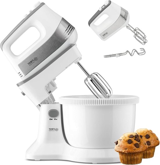 Keukenmachine Mixer - Handmixer Deegmixer - Bakken en Koken - Automatische Aandrijving - 3.4 Liter Kom - Wit Grijs