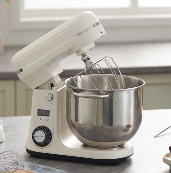 Keukenmachine - Mixer Keuken - Bakken en Koken - 6L Kom Stille Motor - 800W - Gebroken Wit
