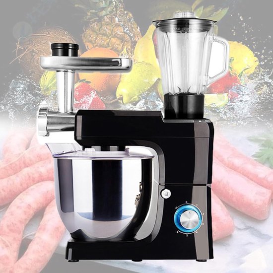 Keukenmachine Mixer - Keukenrobot Blender - Multifunctioneel Koken - Krachtige 1500 Watt Motor - 8 Liter Kom - Zwart