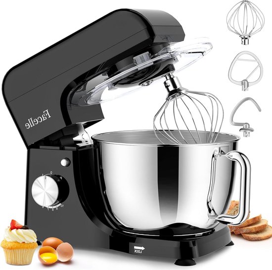 Keukenmachine - Mixer Kneedmachine - Bakken Thuis - Krachtige Motor - 5.5 Liter - Zwart