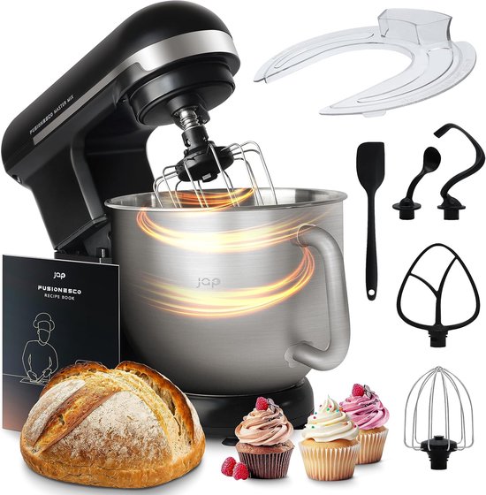 Keukenmachine - Mixer met kom - Bakken en mixen - Duurzame metalen aandrijving - 5.7 Liter kom - Zwart