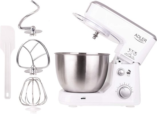 Keukenmachine - Mixer Robot - Bakken en Koken - Planetair Systeem - 4 Liter Kom - Wit
