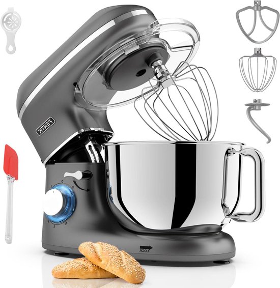 Keukenmachine - Mixer Robot - Deeg Kneden - Krachtige 2000W Motor - 6.2 Liter Kom - Antraciet
