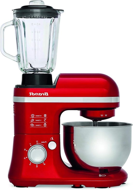 Keukenmachine - Mixer Robot - Recepten Bereiden - 6 Snelheden Pulse - 4L Kom - Rood van Merkloos