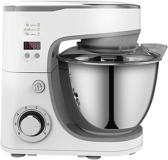 Keukenmachine - Mixer Standmixer - Bakken en Koken - 8 Snelheden - 5 Liter - Zilver