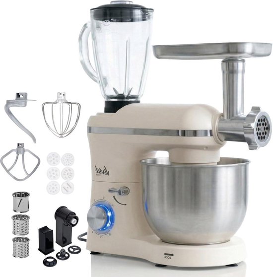 Keukenmachine Multifunctioneel - Keukenrobot Alles-in-één - Maaltijden Bereiden - Vervangt 5 apparaten - 6.2L Kom - Creme