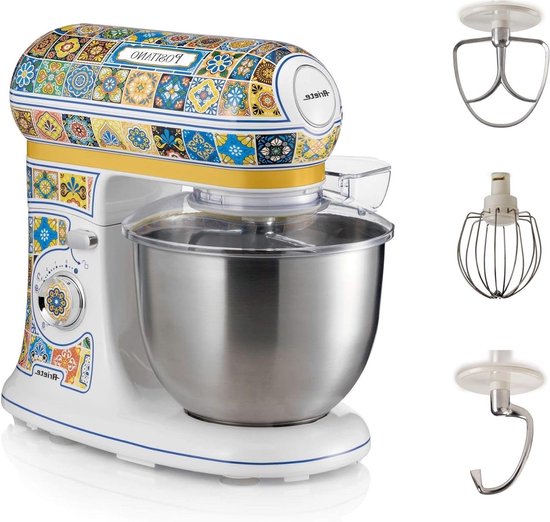 Keukenmachine - Planeetmenger - Bakken en Koken - Krachtige 2400 Watt Motor - 5.5 Liter Cup - Geel Blauw