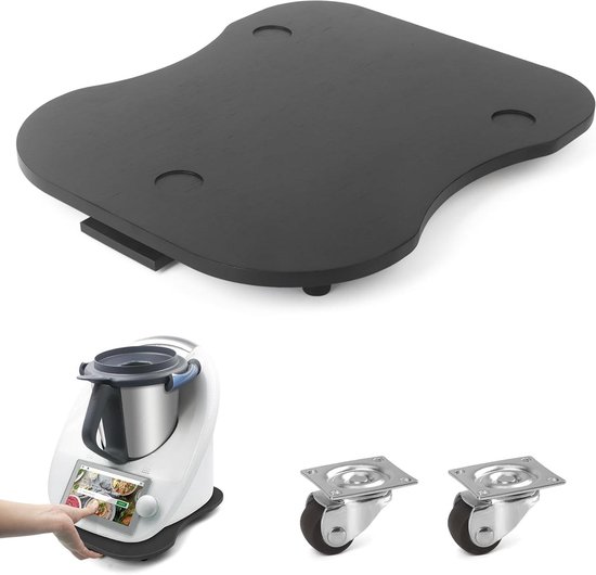 Keukenmachine Plank - Glijplaat Accessoire - Apparaat Verschuiven - Duurzaam Bamboe - 37 x 30 cm - Zwart