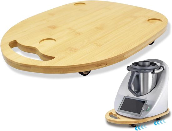 Keukenmachine Plank - Houten Glider - Apparaat Verplaatsen - Met Wielen - 36 cm - Houtkleur