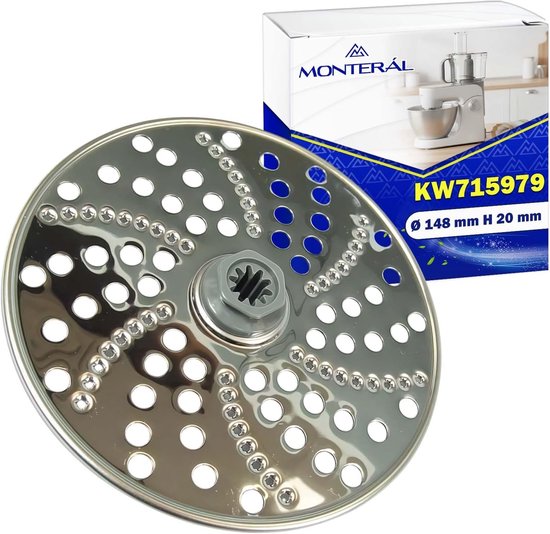 Keukenmachine Rasp - Keuken Accessoire - Ingrediënten Raspen - Roestvrij Staal - 148 mm Diameter - Zilverkleurig