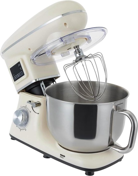 Keukenmachine - Roer- en kneedmachine - Bakken en mixen - LCD timer functie - 62 liter kom - Wit