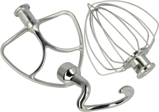Keukenmachine Set - Garde Kneedhaak - Voedsel Bereiden - Praktische 3-delige set - Verschillende maten - Zilverkleurig