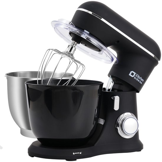 Keukenmachine - Standmixer - Bakken en Koken - Dubbele Mengkom - 1300 Watt - Zwart