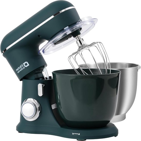 Keukenmachine - Standmixer - Bakken en Koken - Dubbele Mengkommen - 4.5 Liter - Donkergroen