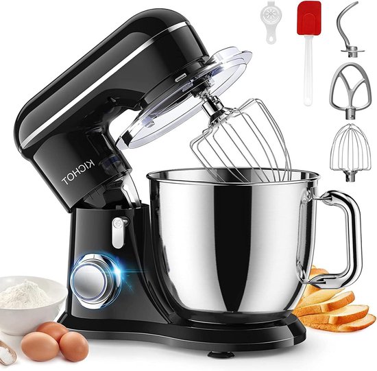 Keukenmachine - Standmixer Deegmixer - Bakken en Maken - Kantelbare Motorkop - 4.5L Kom - Zwart